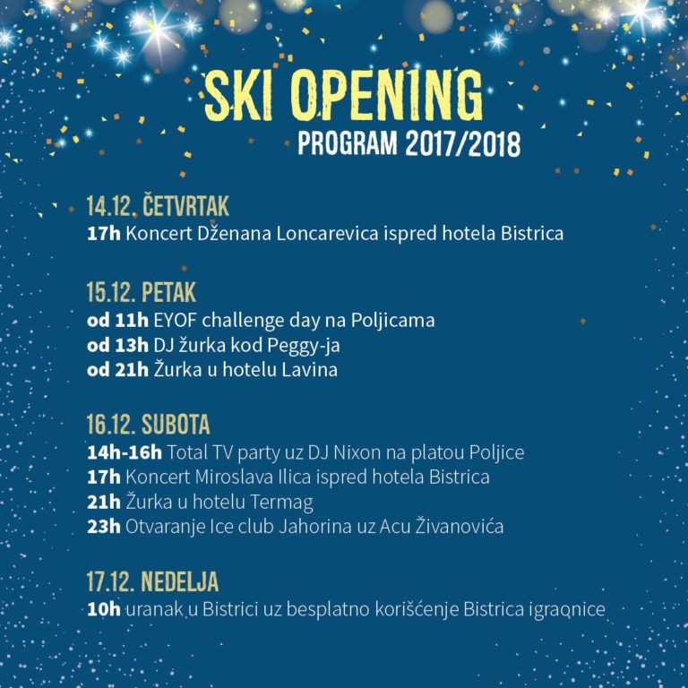 Jahorina: SKI OPENING – Program 17/18
