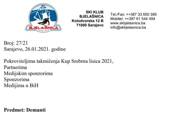 Demanti SK Bjelašnica povodom navoda o pozivu na “hajku i širenje govora mržnje”