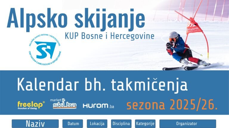 Kalendar takmičenja KUP-a BiH u alpskom skijanju za sezonu 2025/26.
